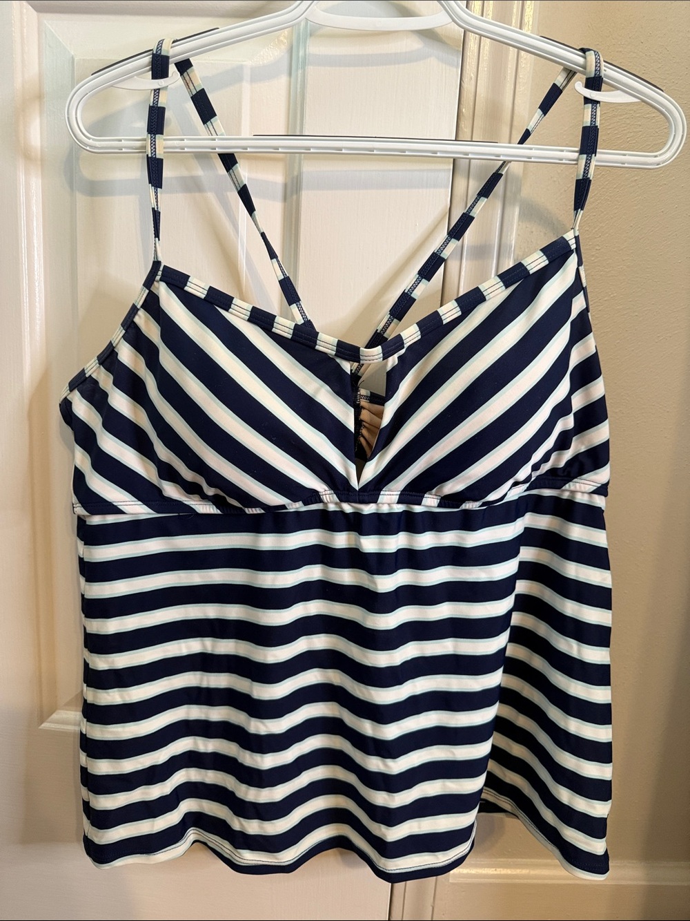 Kona Sol Navy and White Striped Tankini Top
